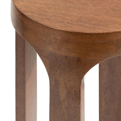 Kate and Laurel Dahl Wooden Round Drink Table; 8 x 23; Walnut Brown; Mid-Century Modern Circle Wood Accent Pedestal Table for Living Room Plant Stand or Small Bedroom Nightstand