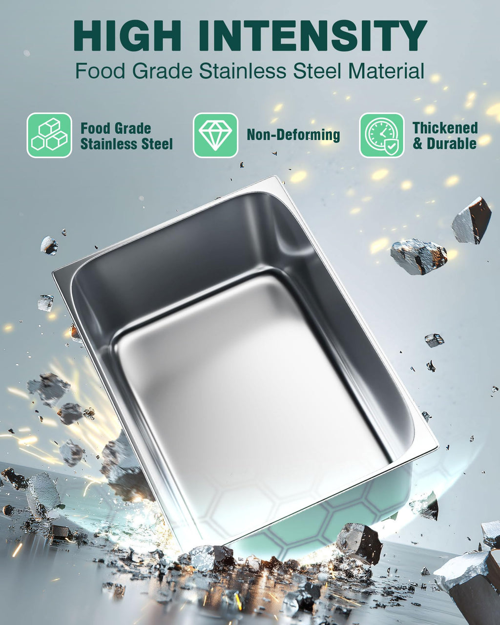 WantJoin Steam Table Hotel Pans 1/1 Full Size 6 Inch Deep 6 Pack, Stainless Steel Metal Tray Sets Food Storage Container for Restaurant Chafing Dishes Commercial Catering Supplies