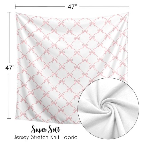 Sweet Jojo Designs Baby Swaddle Blanket (Pink Bows) for Girls, Infant/Newborn Stretchy Lightweight Jersey 47in. - Receiving Security Stroller Blankets (Bow Ballerina Ballet Dancer Princess Collection)