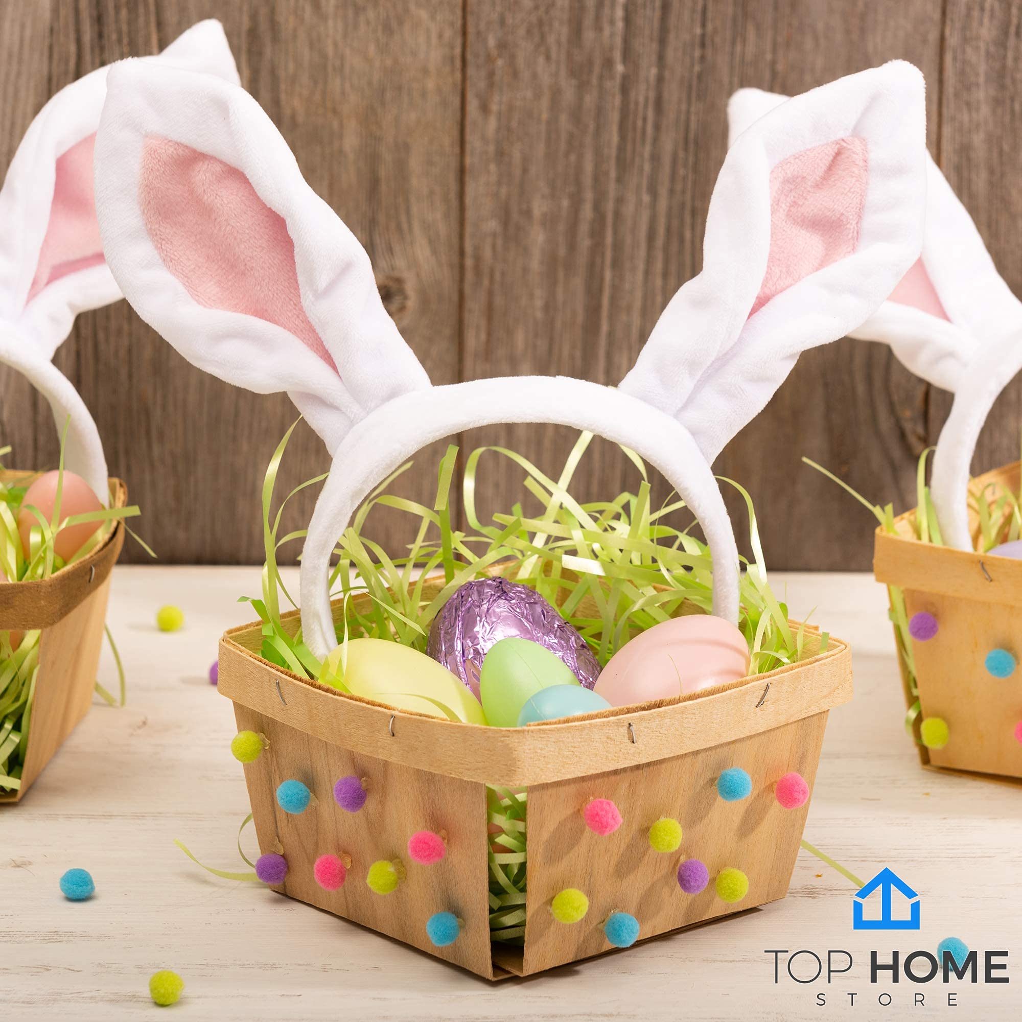 Top Home Store One Quart Wooden Gift Baskets (25 Pack); for Picking Fruit or Arts, Crafts and Decor; 5.75” Square Vented Wood Boxes