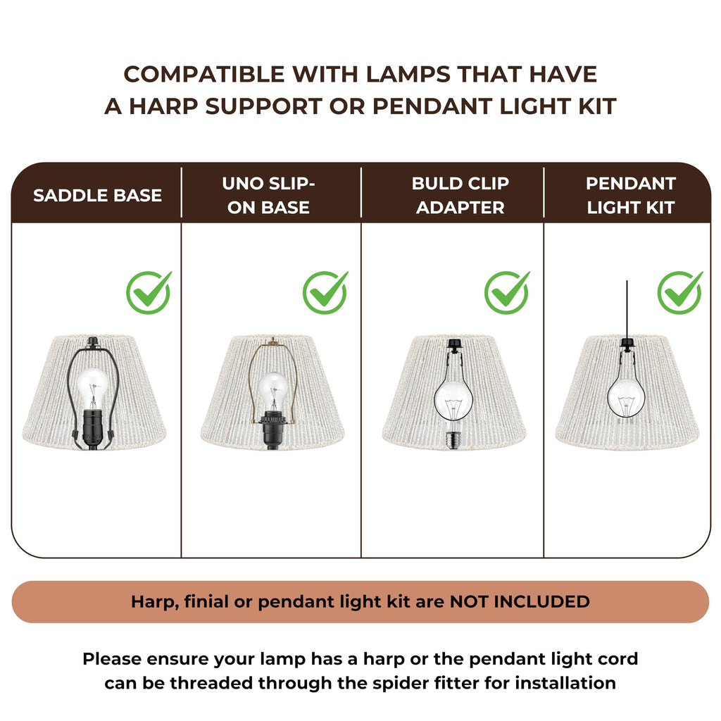 Onhomes Wicker Seagrass Lamp Shade, Rustic Farmhouse Bell Lampshade Replacement for Table and Floor Lamps, Rattan Pendant Light Cover for Living Room, Bedroom, Kitchen Decor