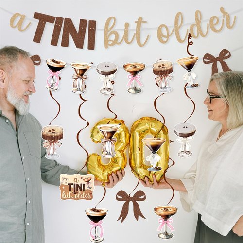 Bow A Tini Bit Older Banner Garland Espresso Martini Hanging Swirls Party Decorations Set for A Tini Bit Older Espresso Martini Birthday Party Décor