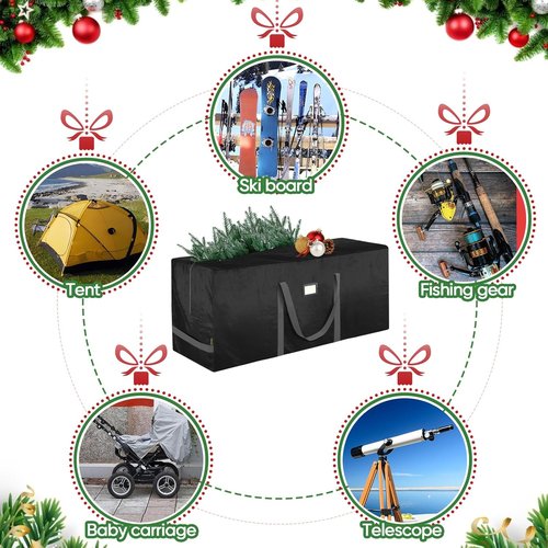 BALEINE Christmas Tree Storage Bag - Heavy Duty 7.5 ft Extra Large with Reinforced Handles & Dual Zippers (Black)