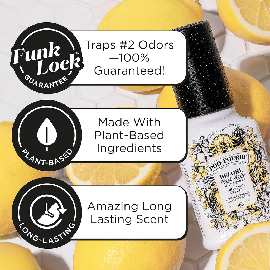 Poo-Pourri Toilet Spray - Original Citrus Scent, Plant-Based Odor Eliminator | 4 Fl Oz, Up to 200 Uses