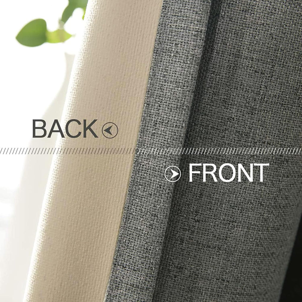 MIULEE Dark Grey Linen Texture Curtains - 2 Pack, 52x108 Inch, Blackout Grommet Design for All Seasons