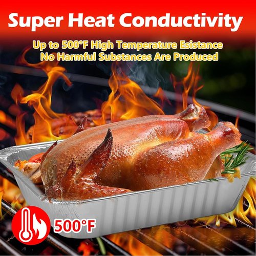 Heavy Duty Aluminum Foil Pans - 9x13 Disposable Trays for Cooking, Meal Prep & Baking | 10 Pack