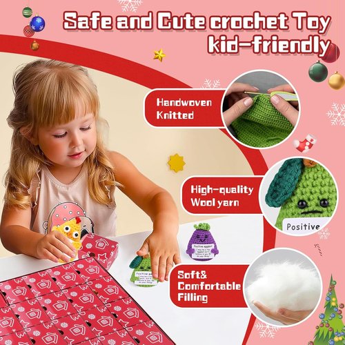 Handmade Crochet Animals Advent Calendar 2025 - 24 Days Christmas Countdown with Positive Cards