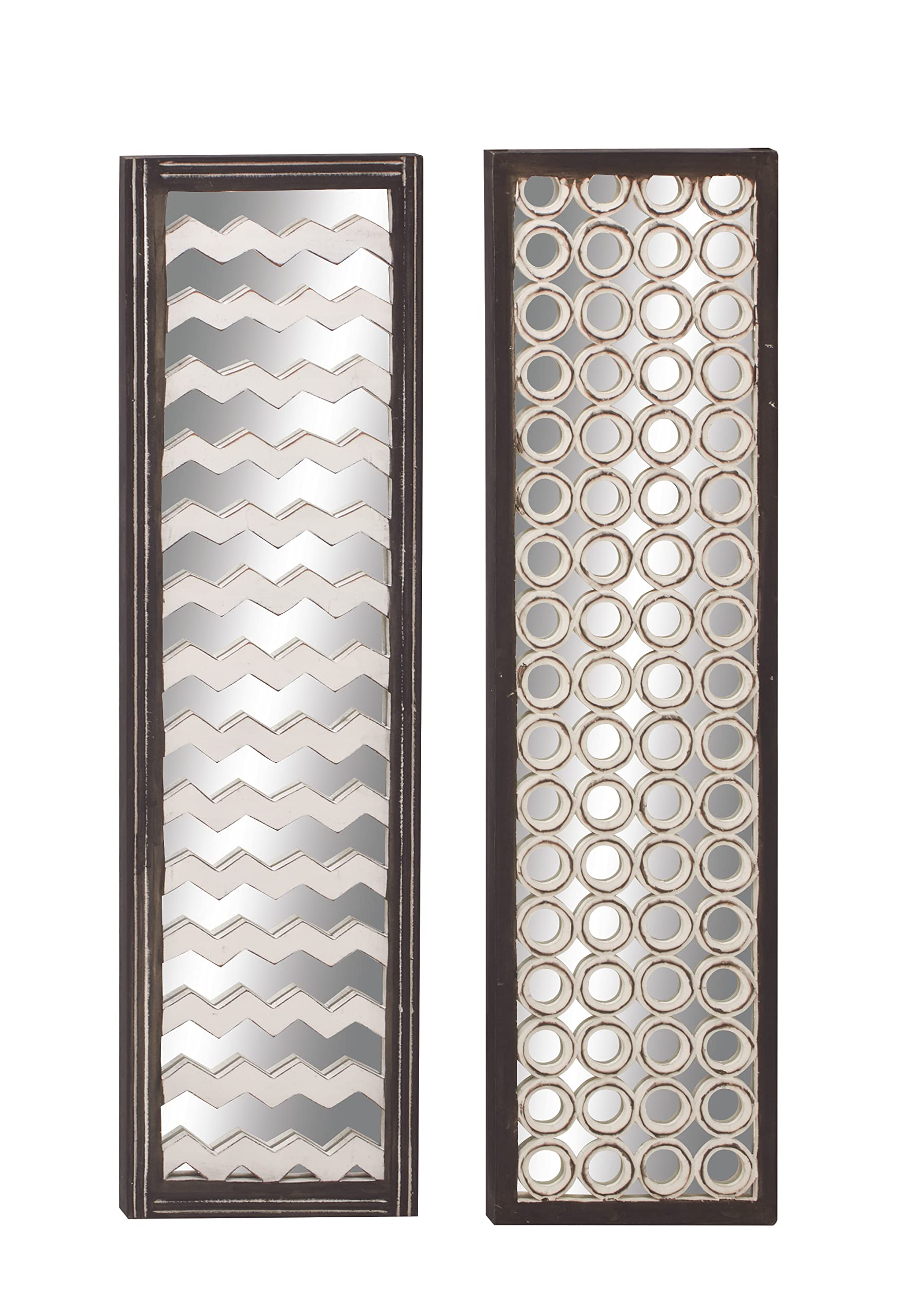 Deco 79 23712 Wood Mirror Wall Panel, 2 Assorted, 12 by 44"