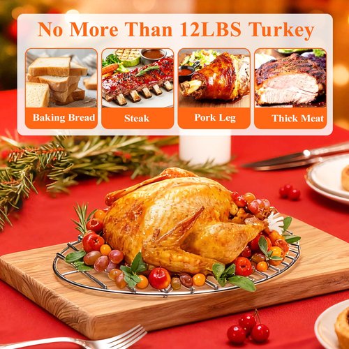 DePango Oval Turkey Roasting Rack,12 Inch Stainless Steel Rack for Thanksgiving Christmas Gifts, Non-Stick Wire Rack Safe for Thanksgiving Turkey, Roasting and Cooling