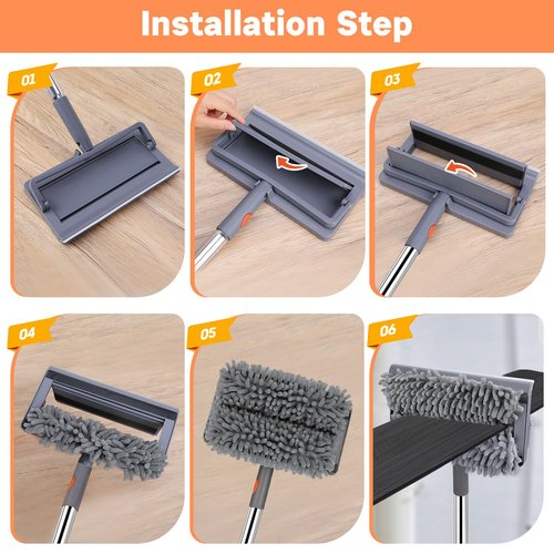 Ceiling Fan Cleaner Duster with 80" Adjustable Pole, with Reusable Microfiber Pad, for Cleaning Fan Blades, Baseboard, Window Glass, Bathroom, Floor