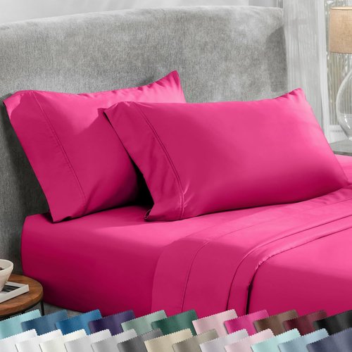 California Design Den King Size Pillowcases - Set of 2, 400 Thread Count, Soft 100% Cotton, Hot Pink