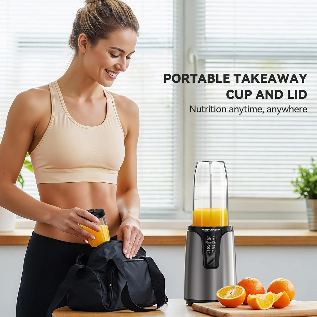 TECKNET Bullet Blender - 25000RPM Personal Nutri Blender for Smoothies & Protein Shakes | 1000W, 2 BPA-Free Cups (17oz & 10oz)