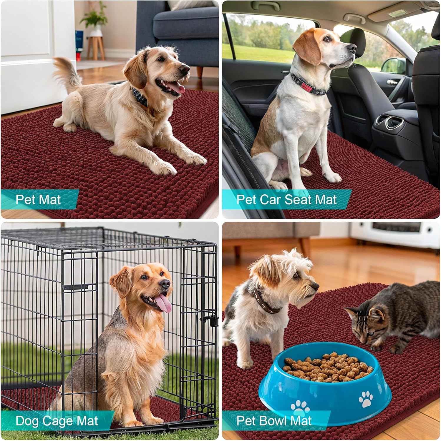OLANLY Dog Door Mat - Absorbent Non-Slip Washable Doormat for Muddy Paws | 36x24, Caramel Russet