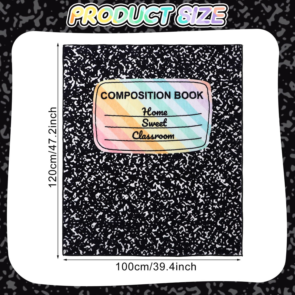 Maasechs 3.3 x 4 ft Composition Notebook Rug Classroom Decor Educational Area Rug Back to School Kid Reading Calming Corner Soft Fluffy Pastel Play Carpet for Nursery Playroom