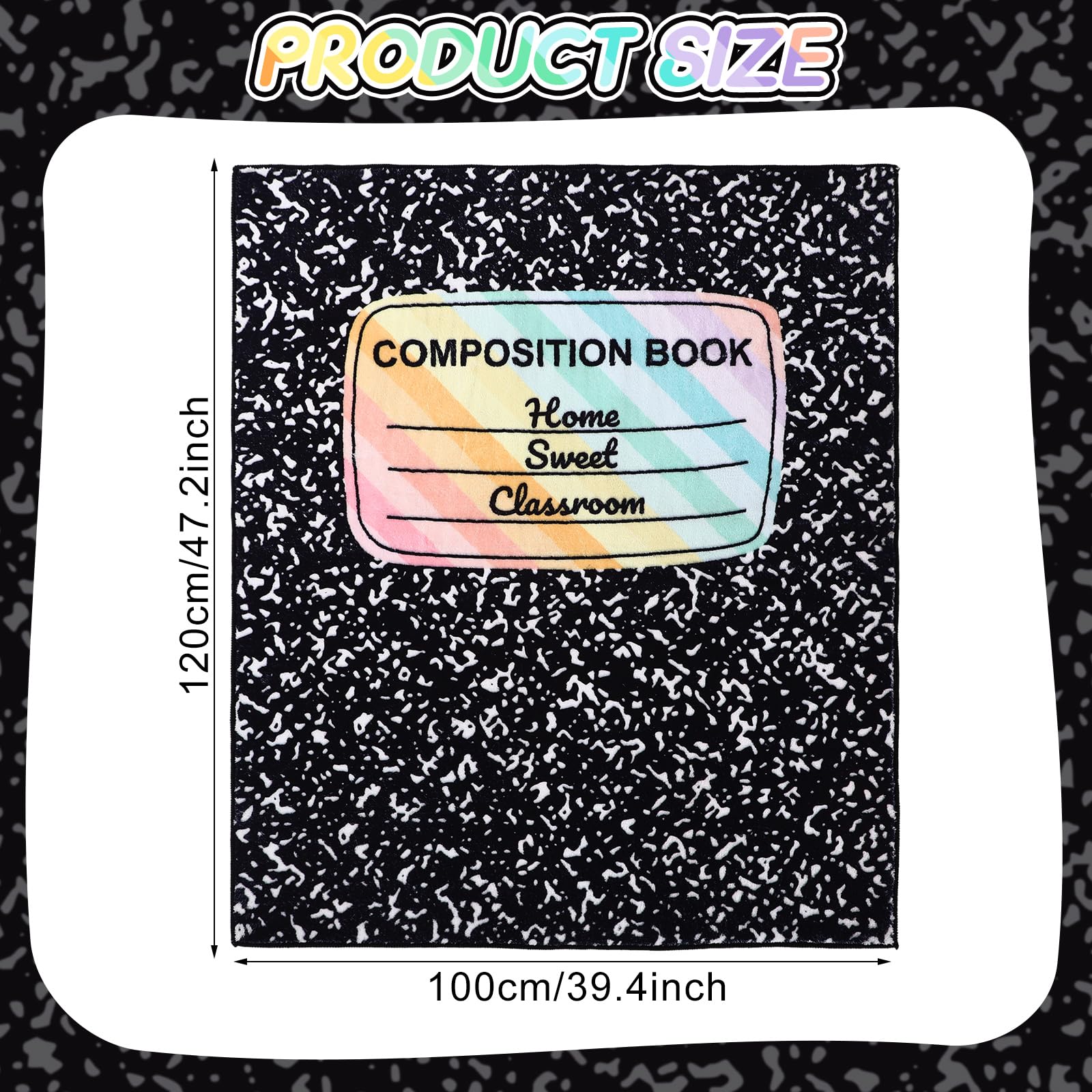 Maasechs 3.3 x 4 ft Composition Notebook Rug Classroom Decor Educational Area Rug Back to School Kid Reading Calming Corner Soft Fluffy Pastel Play Carpet for Nursery Playroom