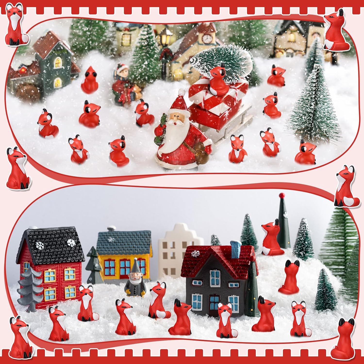 Wesiti Mini Resin Fox Figures - 50 Cute Woodland Animal Statues for Home Decor & Crafts