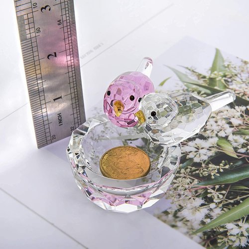 HDCRYSTALGIFTS Crystal Bird Figurine - 3.3'' Collectible Art Glass Decor | Perfect Valentine’s Day Gift for Women