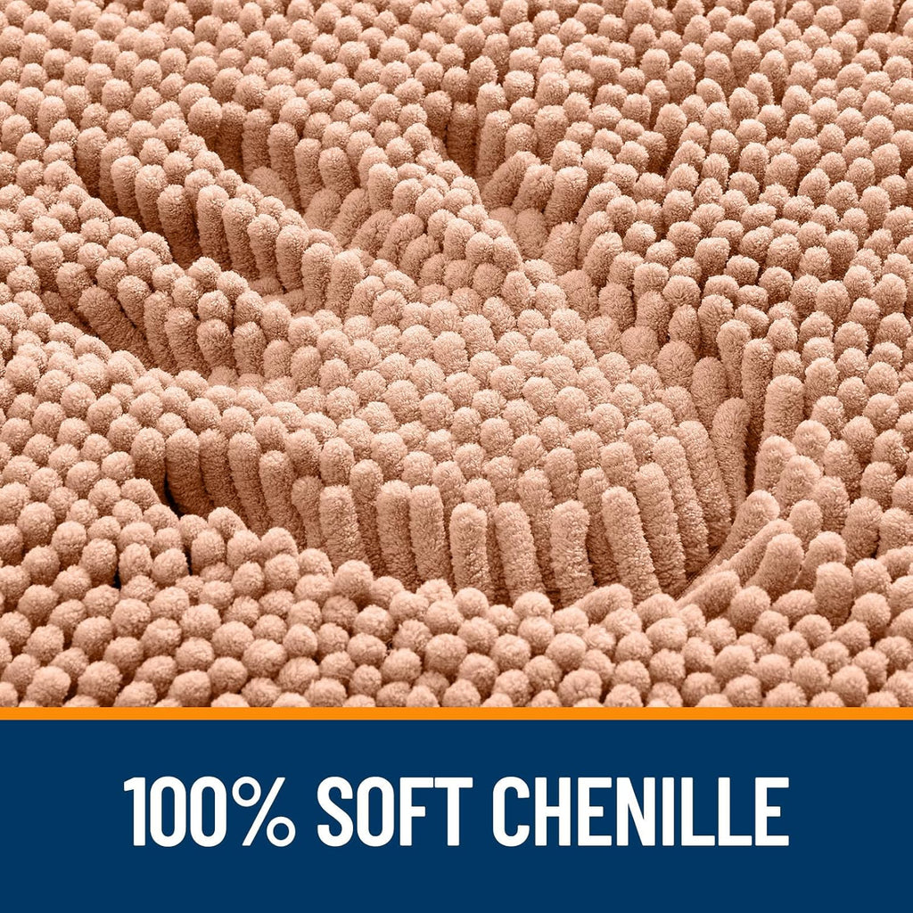 OLANLY Large Bathroom Rugs - Extra Soft Chenille Bath Mats with Rubber Backing | Quick Dry, Machine Washable, Peach 50x30