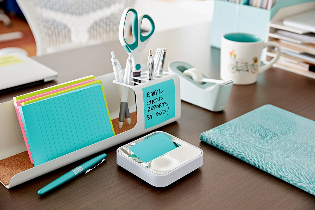 Post-it Note Dispenser for 3 in x 3 in Notes, White Base with Steel Top