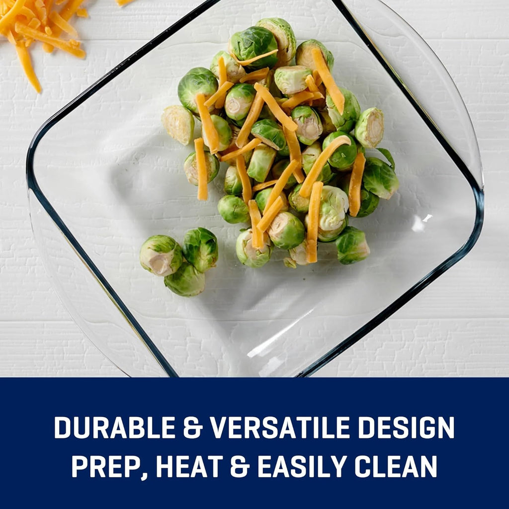 Skiennix 8" x 8" Glass Cake Pan - Durable, Non-Stick Design for Perfect Baking Every Time