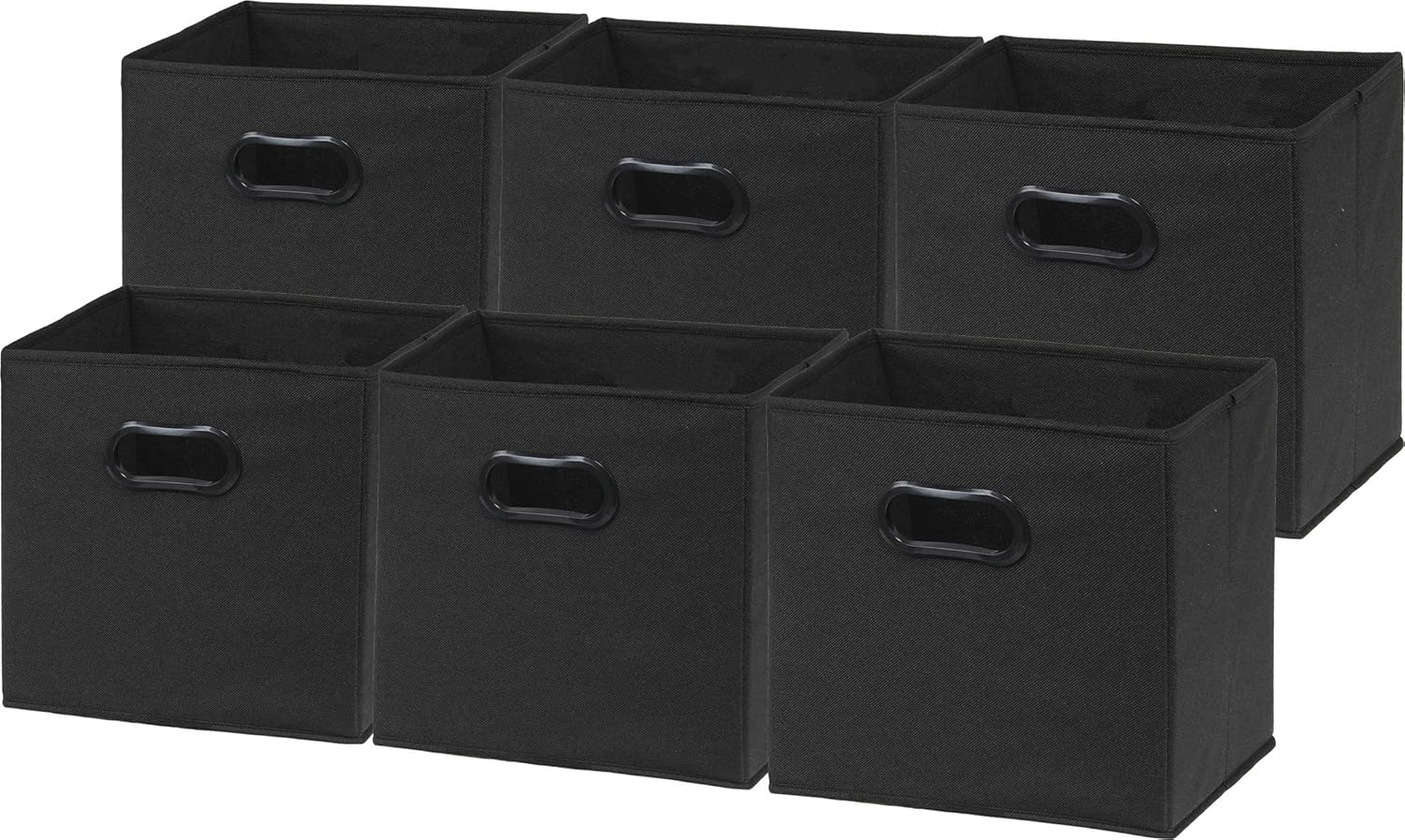 Simple Houseware Foldable Cube Storage Bins - 11-Inch Black Fabric Organizers with Handles | 6-Pack for Closet & Shelves