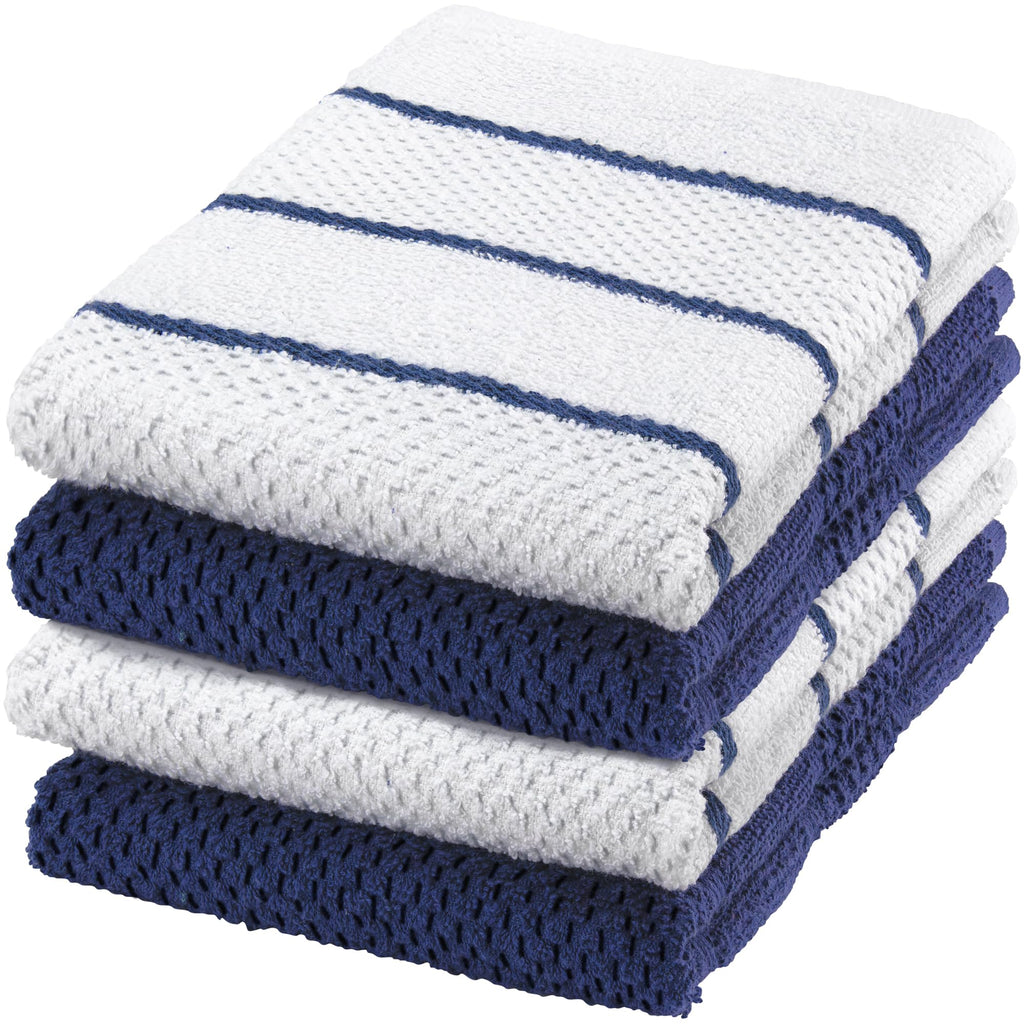 DecorRack 4 Pack Large Kitchen Towels, 16x19 inch Absorbent Dishcloths, 100% Cotton Terry Cleaning Cloth, Grey Set (Pack of 4)