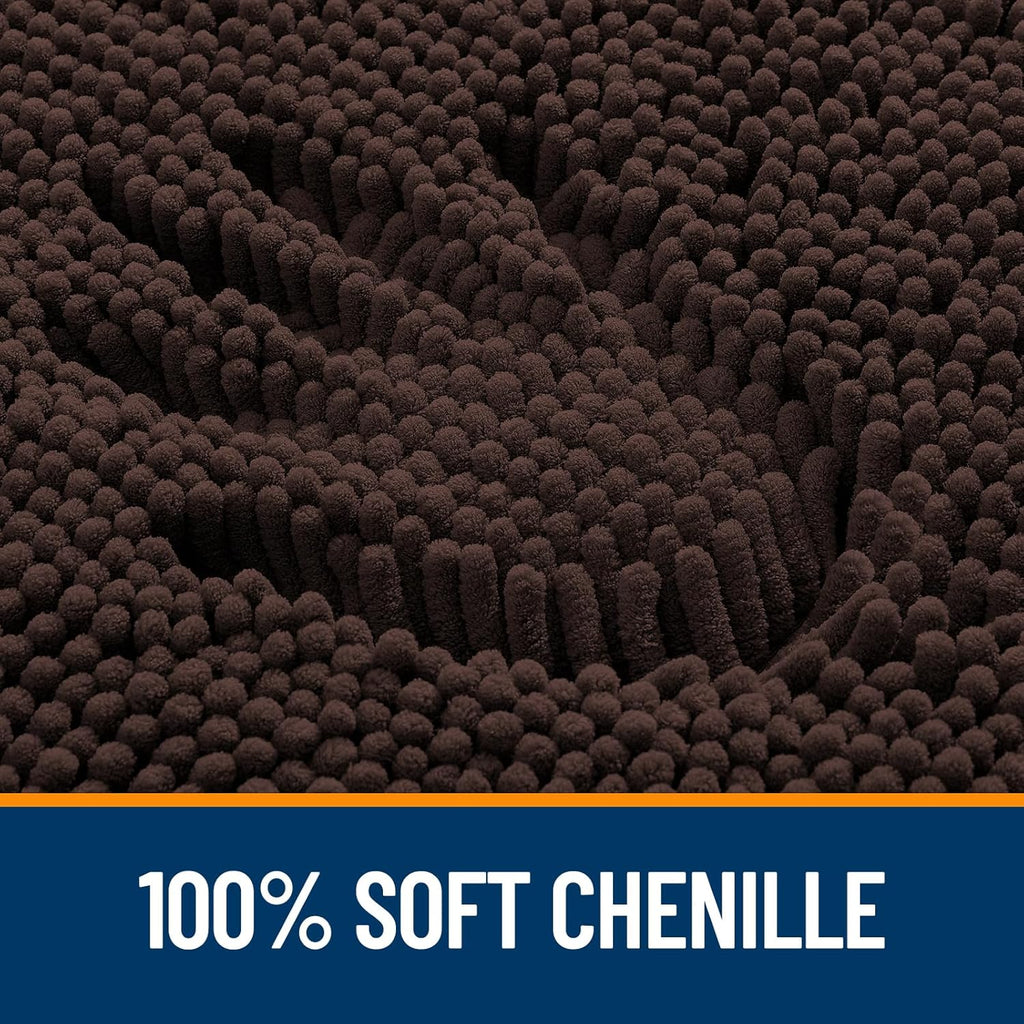 OLANLY Large Bathroom Rugs - Extra Soft Chenille Bath Mats | Quick Dry, Machine Washable, 40x32, Brown