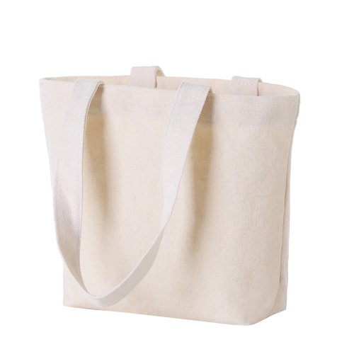 Firecolor Chic 10" x 8" x 3"Mini Canvas Tote Bags for Fabric Painting Cotton Sturdy Bag Heavy-duty Gift Bags (tem Package Quantity: 50, Small)