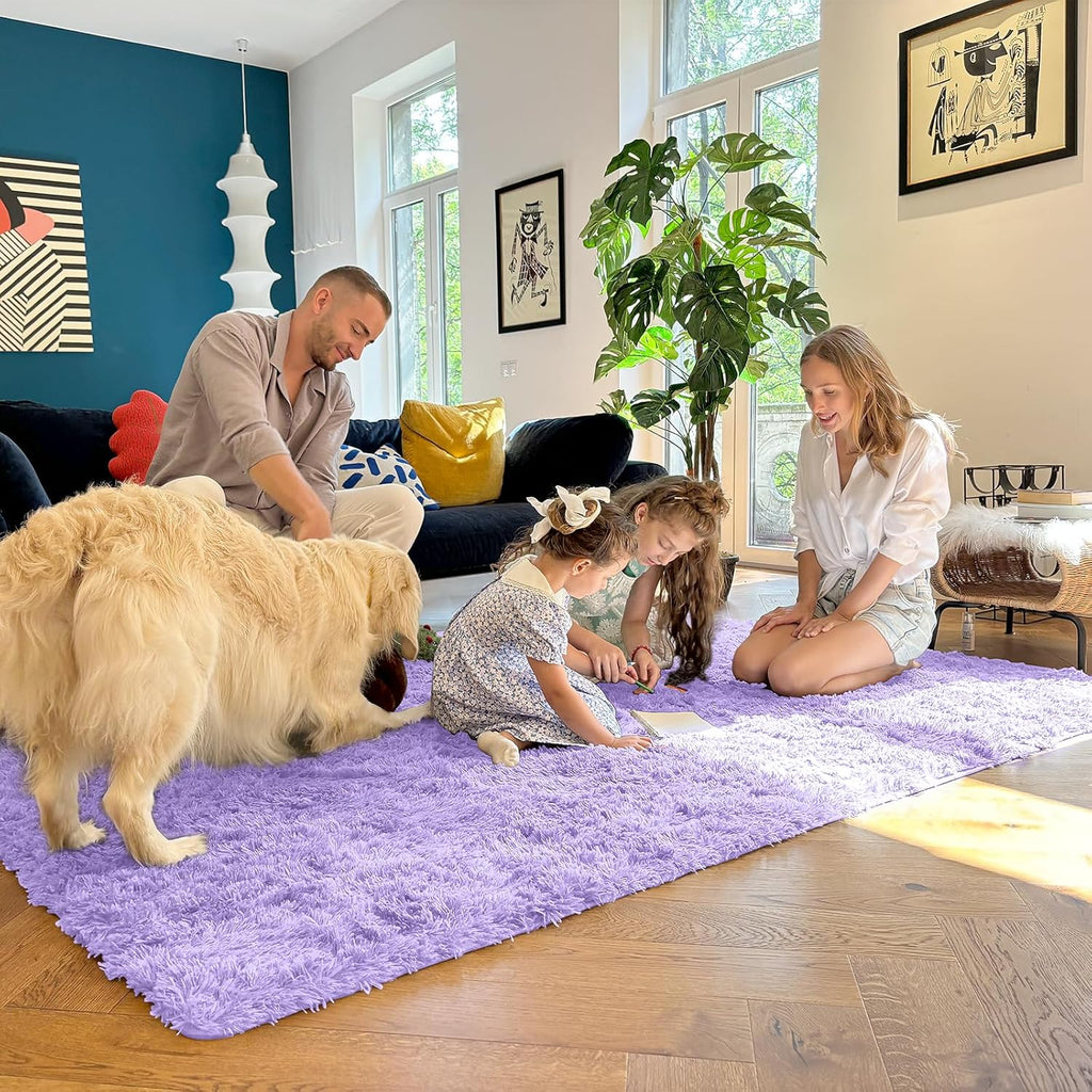 OLANLY Runner Rugs - Soft, Machine Washable Shaggy Design for Hallway & Bedroom | Light Purple 2x5 ft