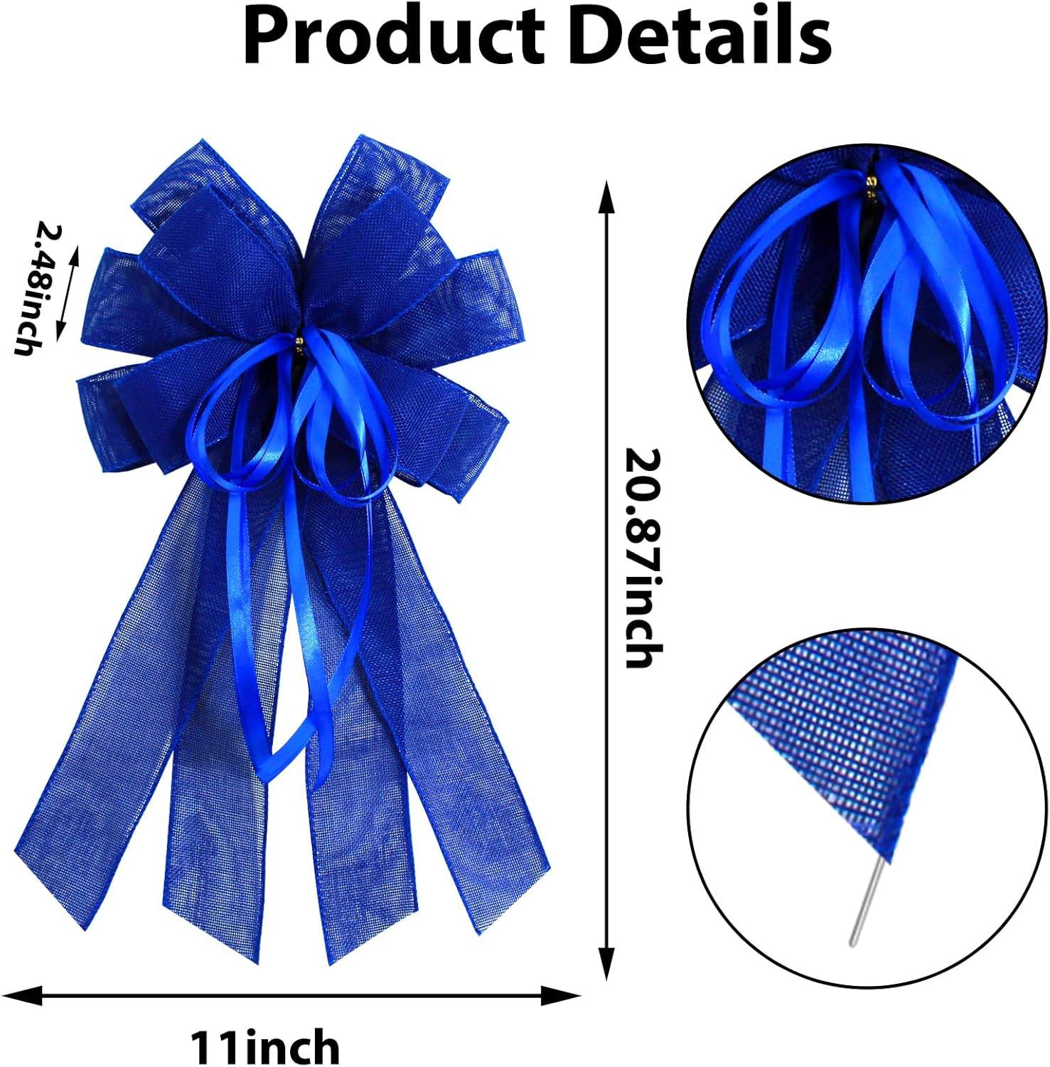 Regine Switzerland Large Dark Blue Burlap Bow - Perfect for Wreaths & Spring Decor | Holiday Party Accent