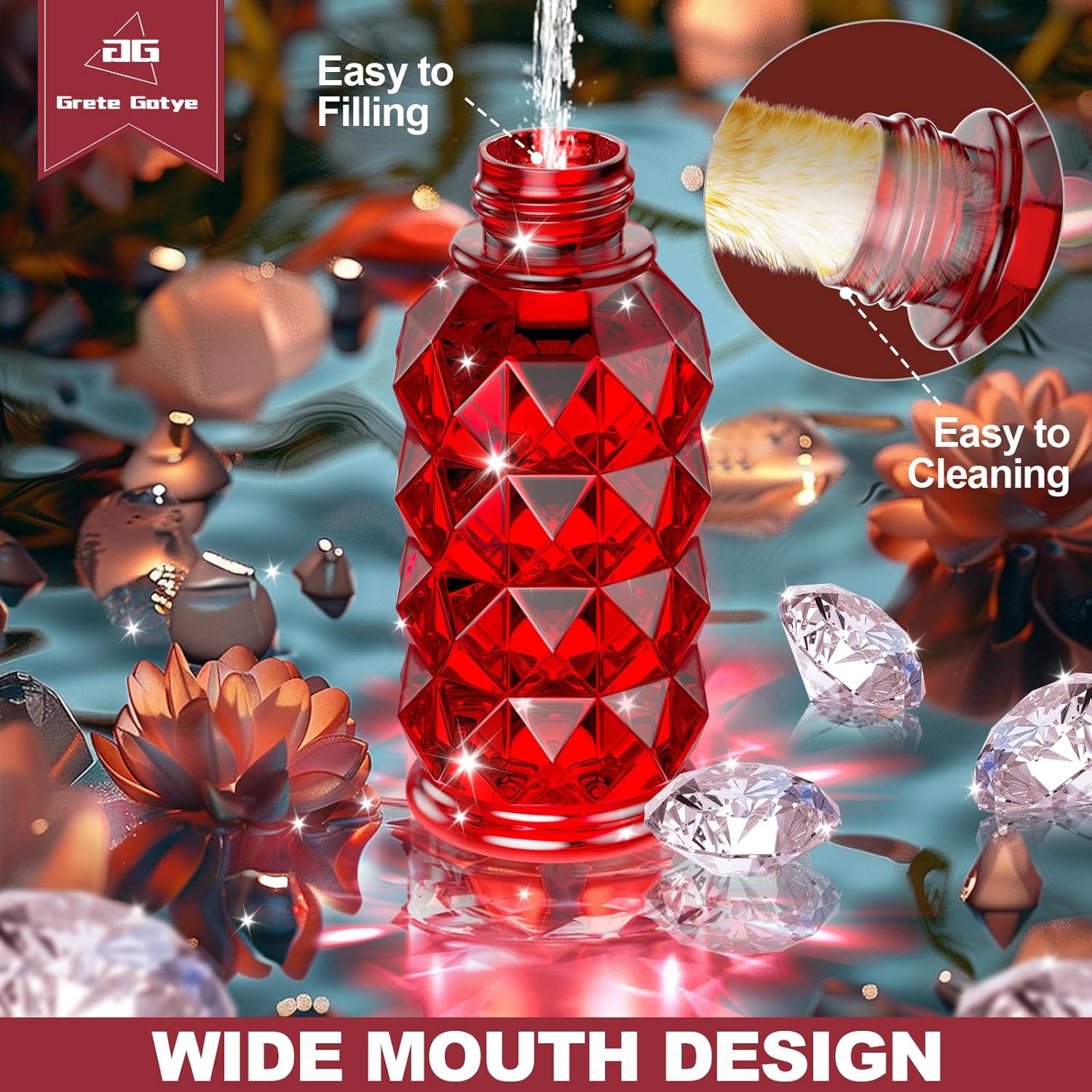 Skiennix Glass Hummingbird Feeder - 25oz Leak-Proof Nectar Feeder with Perch & 5 Flower Ports | Red Garden Decor