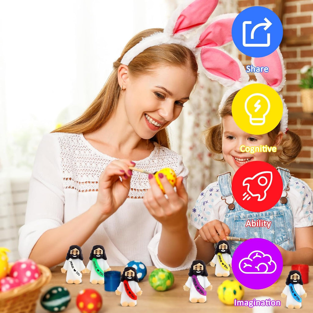 URSKYTOUS Mini Jesus Figurines - 25Pcs Rubber Saints for Easter Eggs & Baptism Gifts | Tiny Love You Dolls