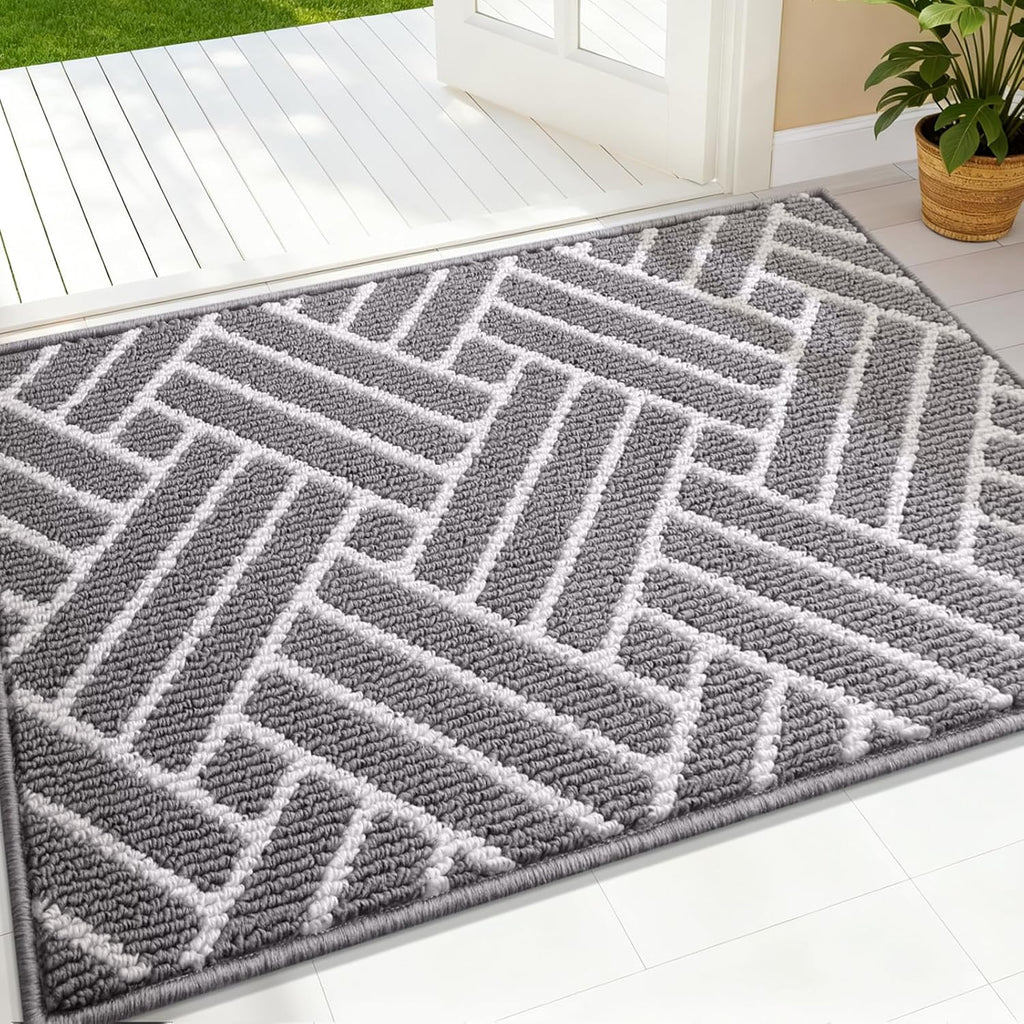 OLANLY Indoor Door Mat - 32x20 Inch Dirt Resistant, Absorbent & Non-Slip Rubber Backing | Grey