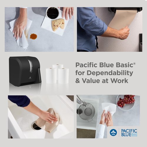 Georgia-Pacific Pacific Blue Basic Recycled Paper Towel Roll (Previously Branded Envision) by GP PRO (Georgia-Pacific), Brown, 26401, 350 Feet Per Roll, 12 Rolls Per Case