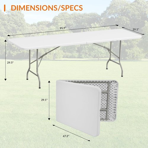 Elevon Heavy Duty Folding Table - 8 Feet Adjustable Height | Portable for Indoor & Outdoor Use