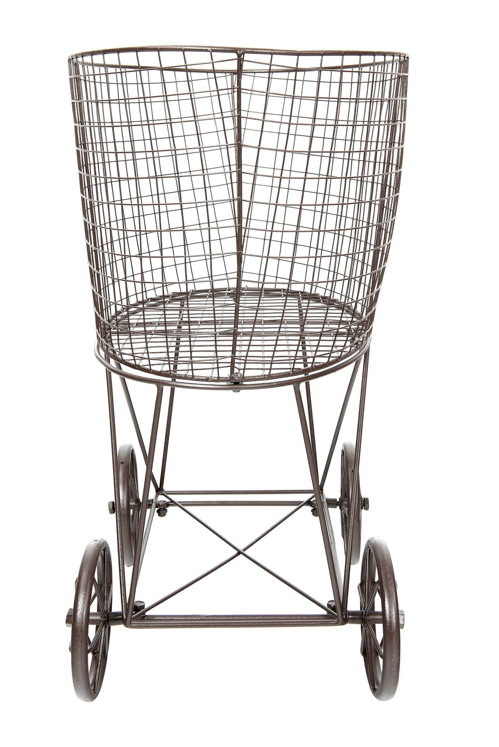 Creative Co-Op Vintage Reproduction Metal Laundry Basket on Wheels, Rust