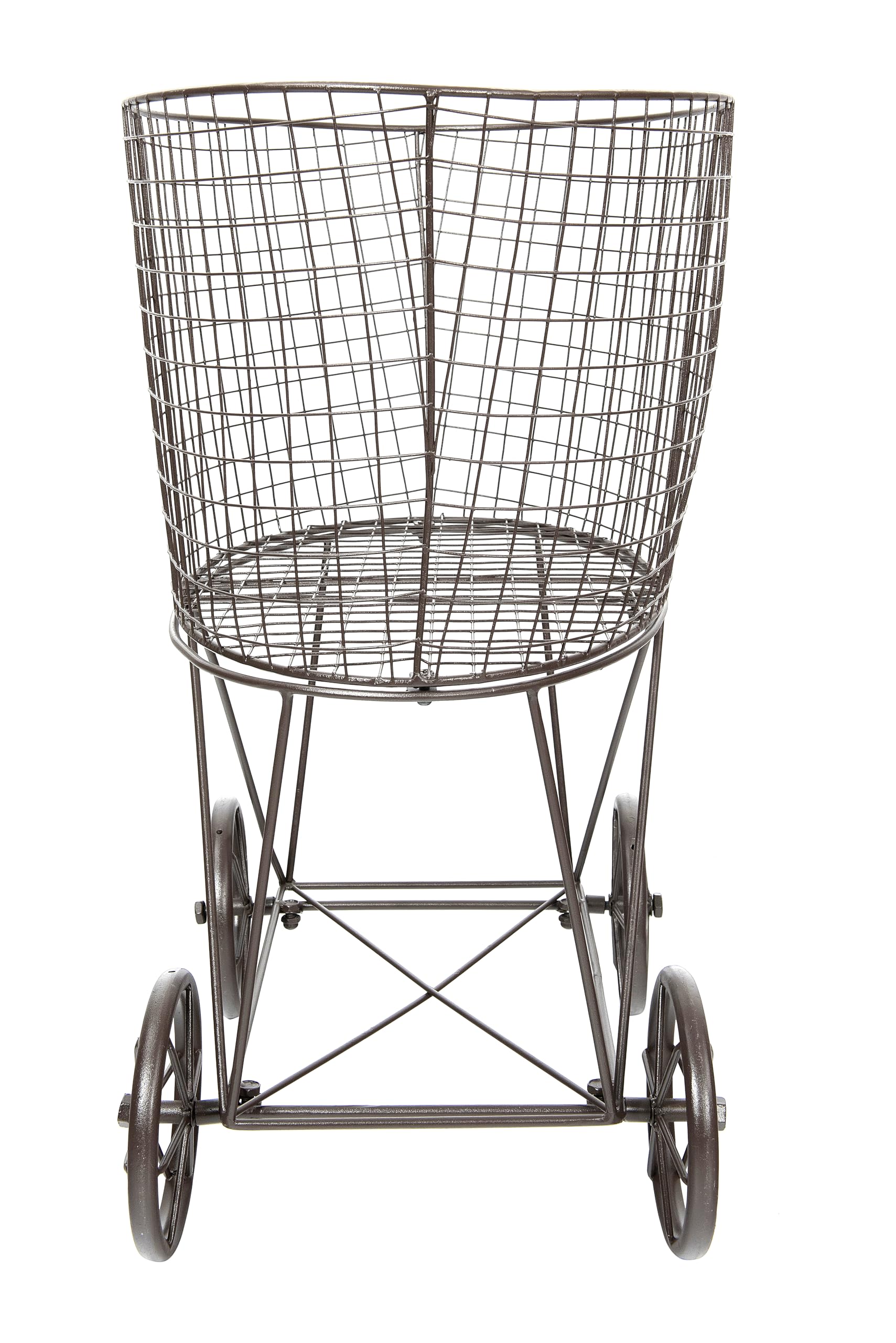 Creative Co-Op Vintage Reproduction Metal Laundry Basket on Wheels, Rust
