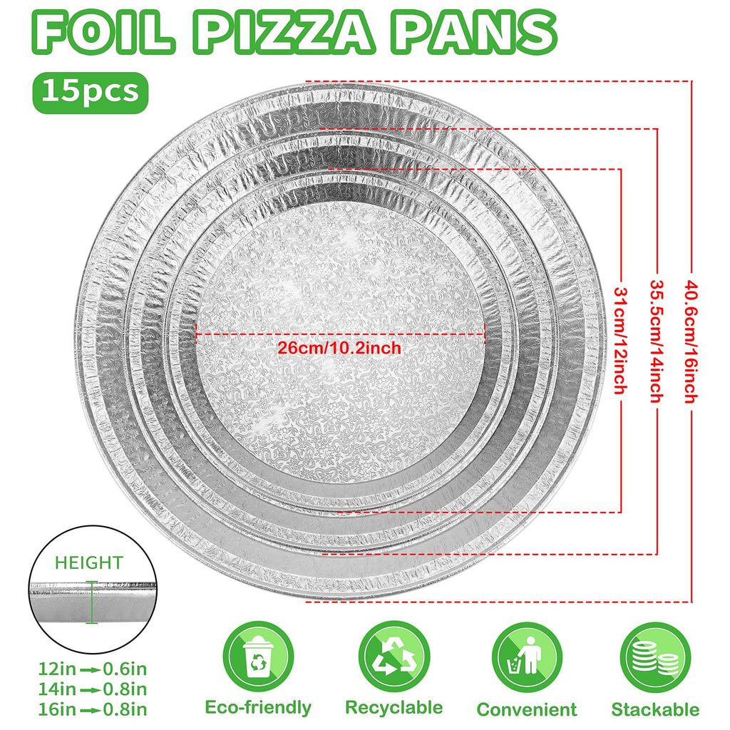 Roponan 15 Pack Serving Platters 12”, Disposable Aluminium Foil Serving Trays for Parties, Silver Embossed Foil Serving Dishes/Plates for Vegetable, Fruit, Slices of Cake, Cookies