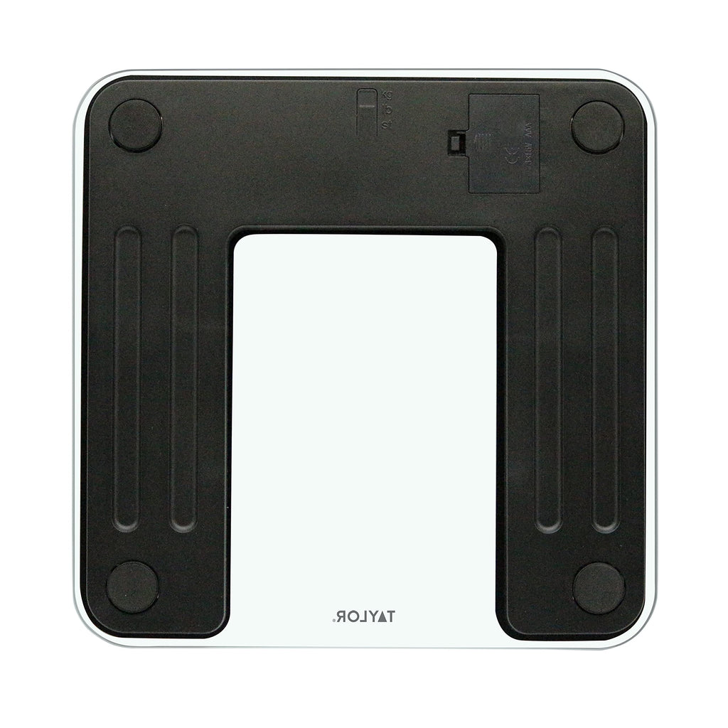 Taylor Digital Glass Body Composition Scale, Bathroom Scale for Body Weight, Measures Body Fat, Body Water, Muscle Mass and BMI, 10-User Recognition, FSA HSA Eligible, 400 lb Capacity, White and Black