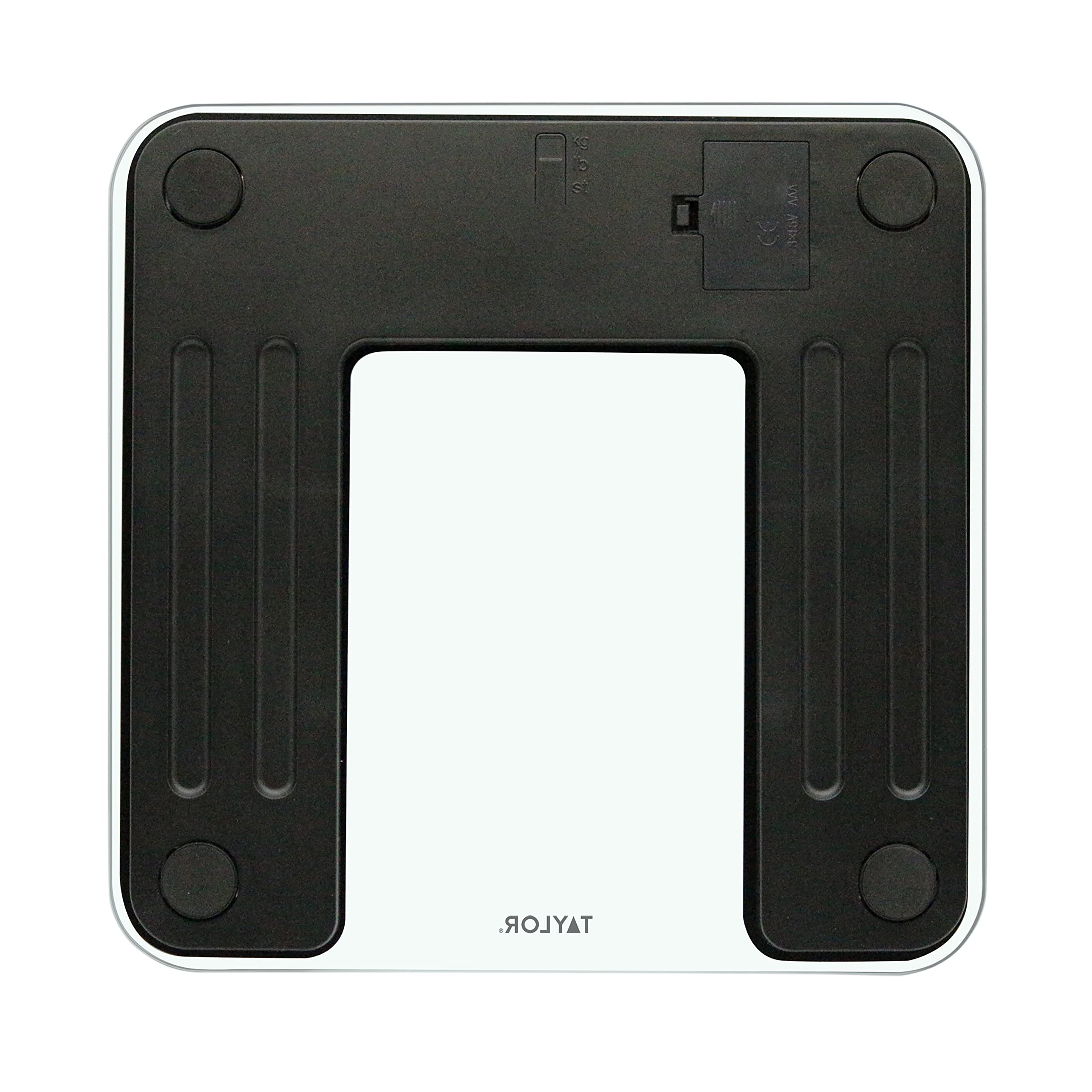 Taylor Digital Glass Body Composition Scale, Bathroom Scale for Body Weight, Measures Body Fat, Body Water, Muscle Mass and BMI, 10-User Recognition, FSA HSA Eligible, 400 lb Capacity, White and Black