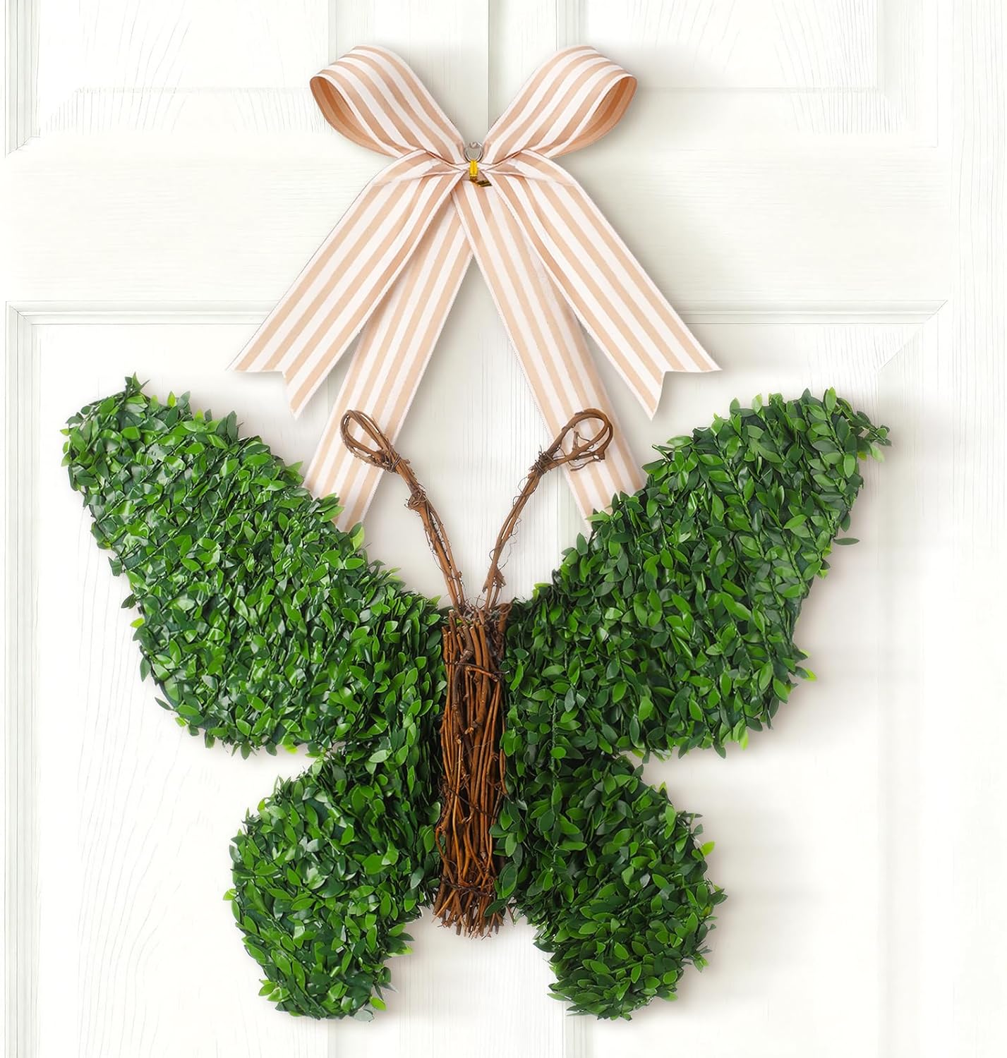 Suncalla 20-Inch Butterfly Wreath - Spring Artificial Boxwood Decor for Indoor/Outdoor Use