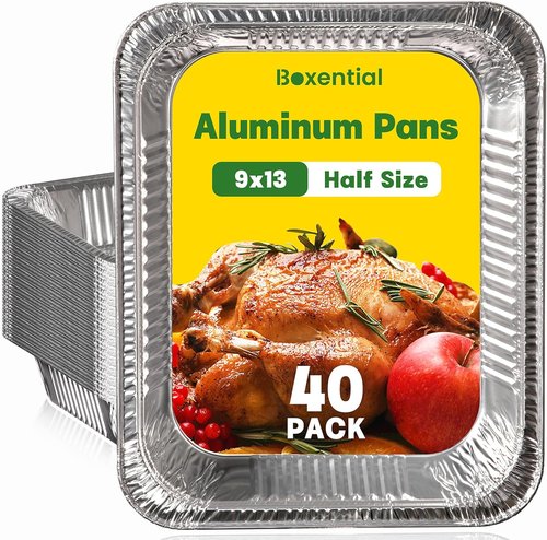 Extra Heavy Duty Aluminum Pans by [Brand Name] - 40 Pack of 9x13 Disposable Baking Pans for Cooking & Roasting