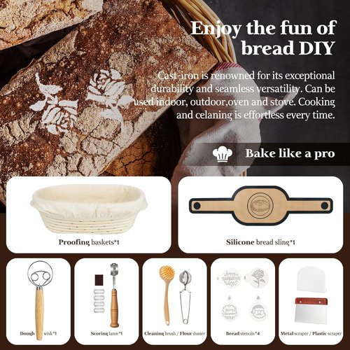 Cast Iron Sourdough Loaf Pan by [Brand Name] - Pre-Seasoned Oval Dutch Oven for Perfect Bread Baking | Ideal for Homemade Sourdough