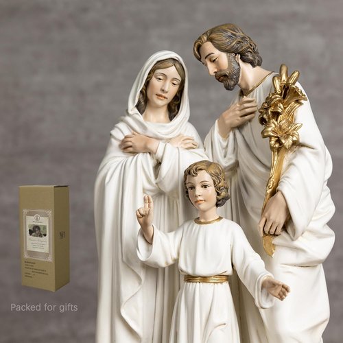 Buildclassic Holy Family Statue - 12" Handpainted Youth Jesus with Mary & Joseph | Inspirational Nativity Décor
