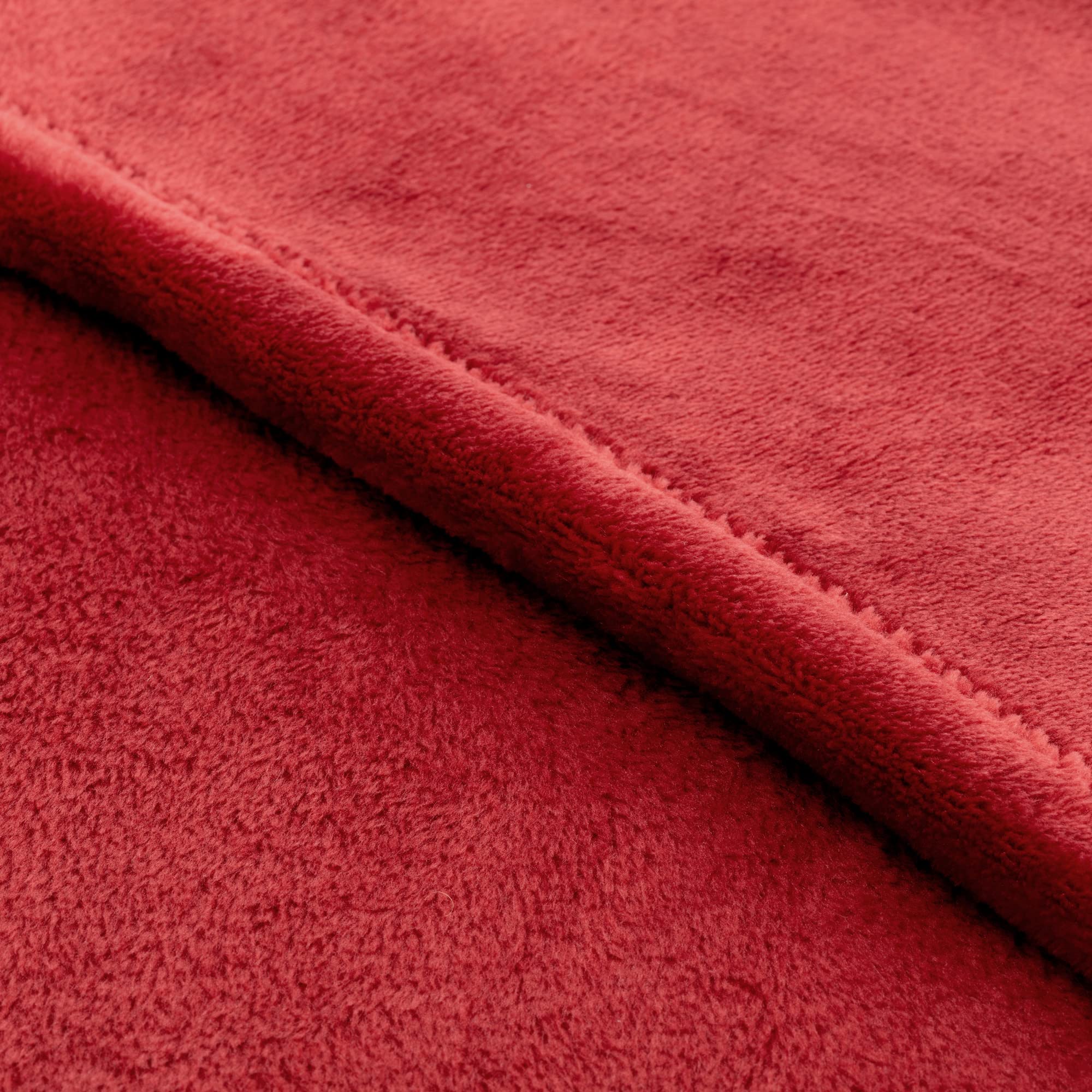 DEMDACO Cranberry Red Joy Family Snuggled 120 x 63 Fleece Mega Christmas Throw Blanket