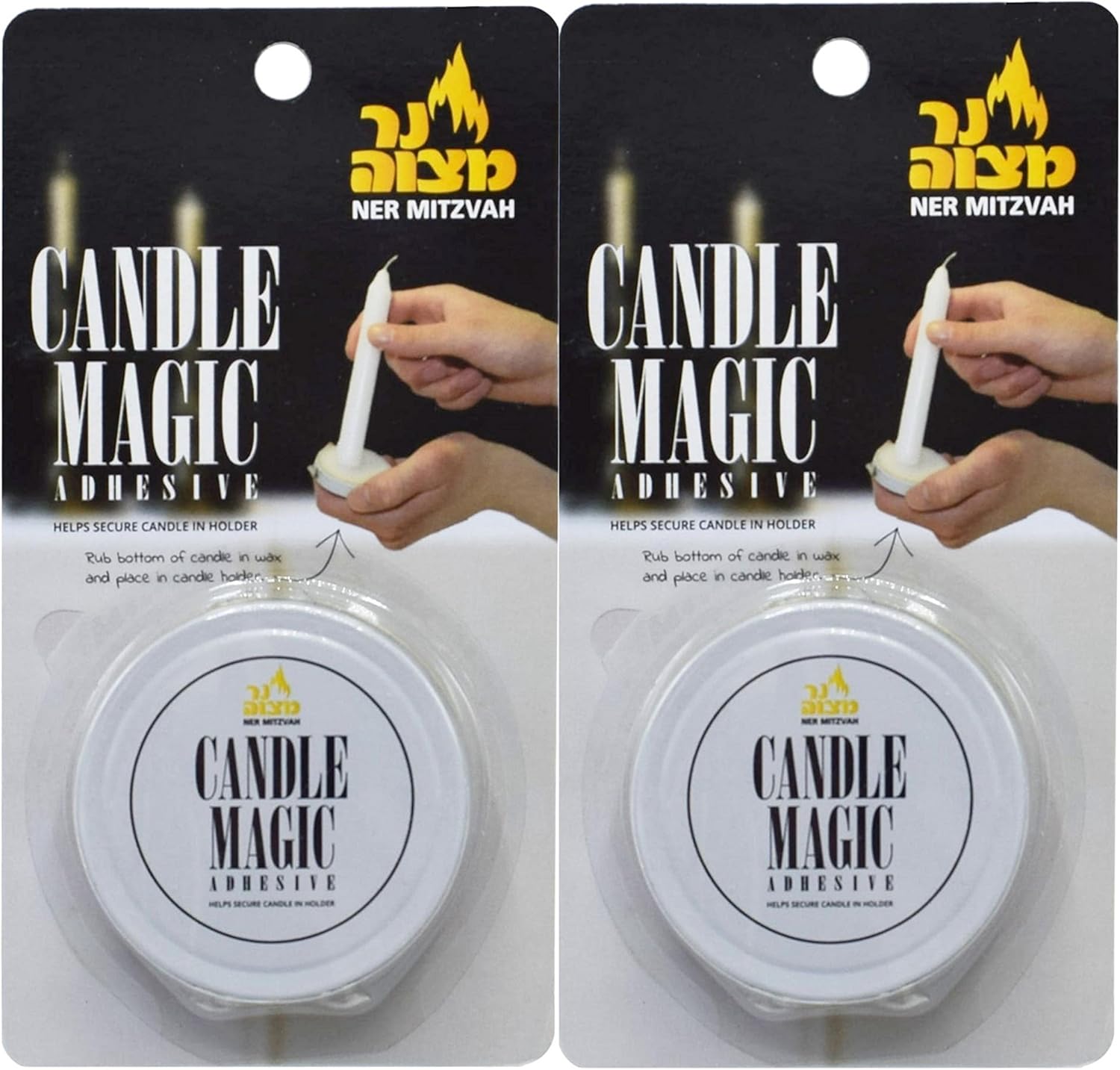 Ner Mitzvah Candle Magic - Premium Candle Wax Adhesive - 2 Pack for Secure Hold