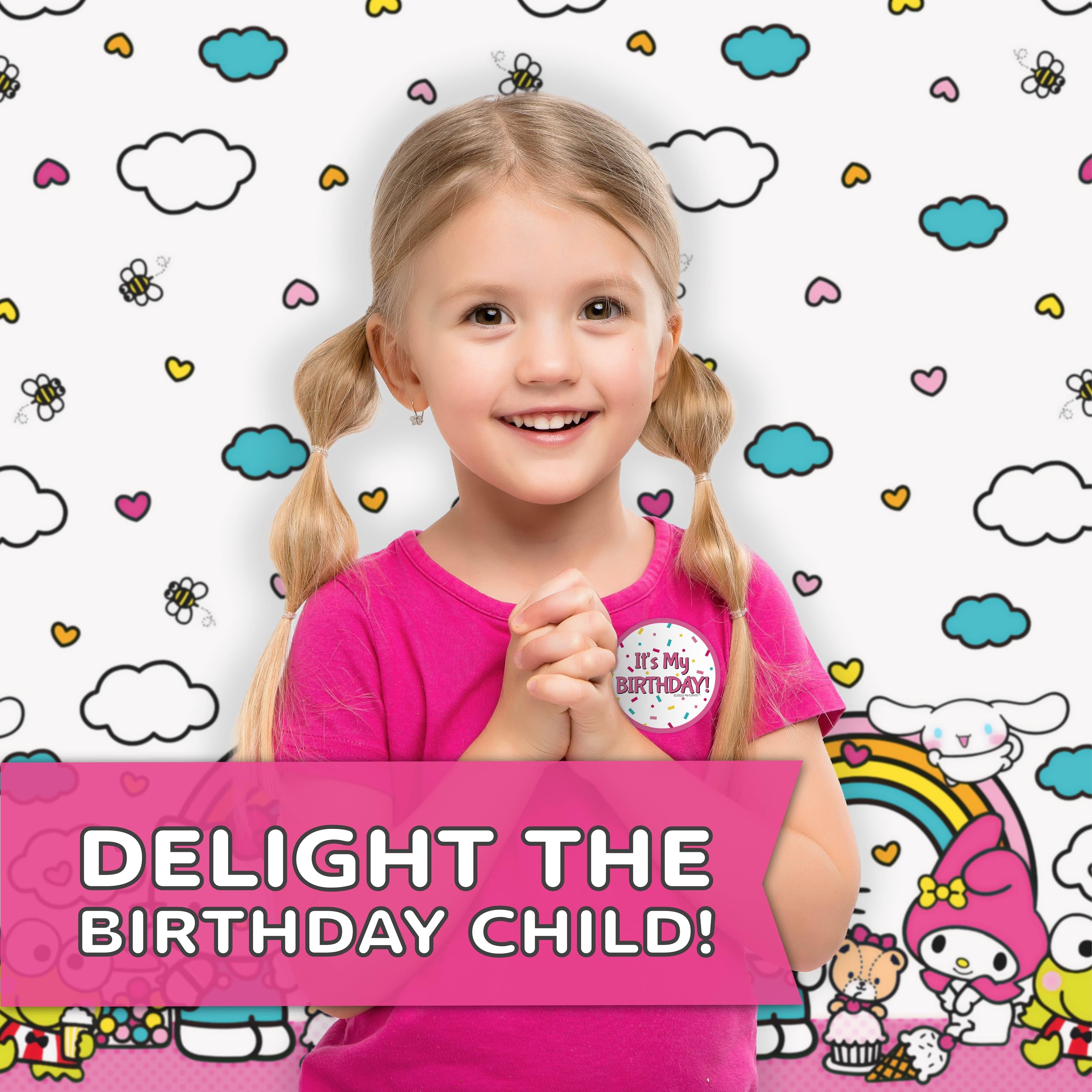 Hello Kitty Birthday Decorations for 16 | Banner, Tablecloth, Plates, Napkins | Officially Licensed Hello Kitty Party Decorations