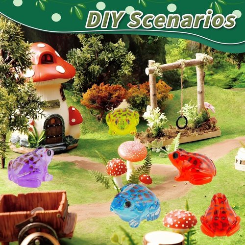 Exasinine Luminous Mini Resin Frog Figurines - 50 Pcs in 10 Vibrant Colors for Crafts & Fairy Gardens