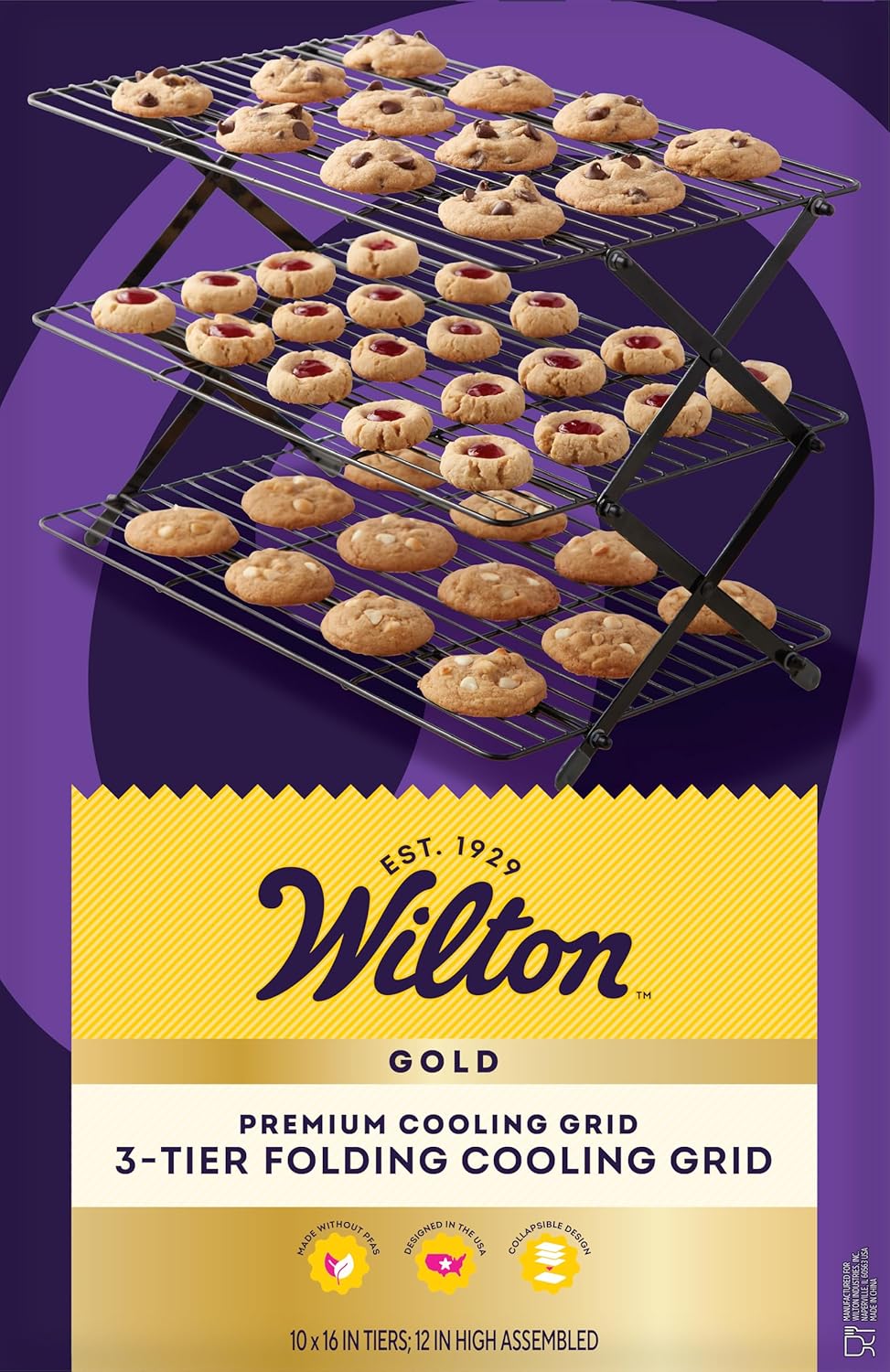 Wilton Gold Non-Stick Bakeware - Premium Warp-Resistant Design | 3-Tier Cooling Rack