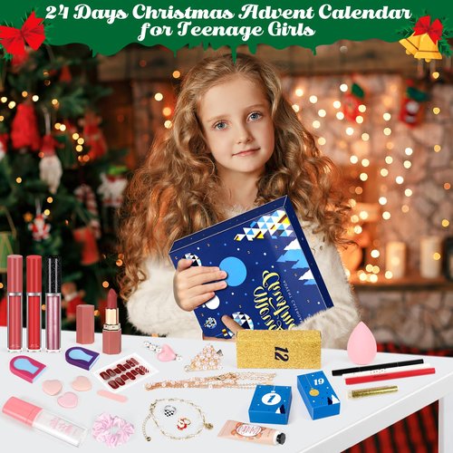 Oisacirg Makeup Advent Calendar 2025, 24 Days Beauty Advent Calendar for Girls Christmas Holiday Countdown Calendar Full Makeup Kit Gift for Teens Girls, Women, Christmas Surprise Gift Box